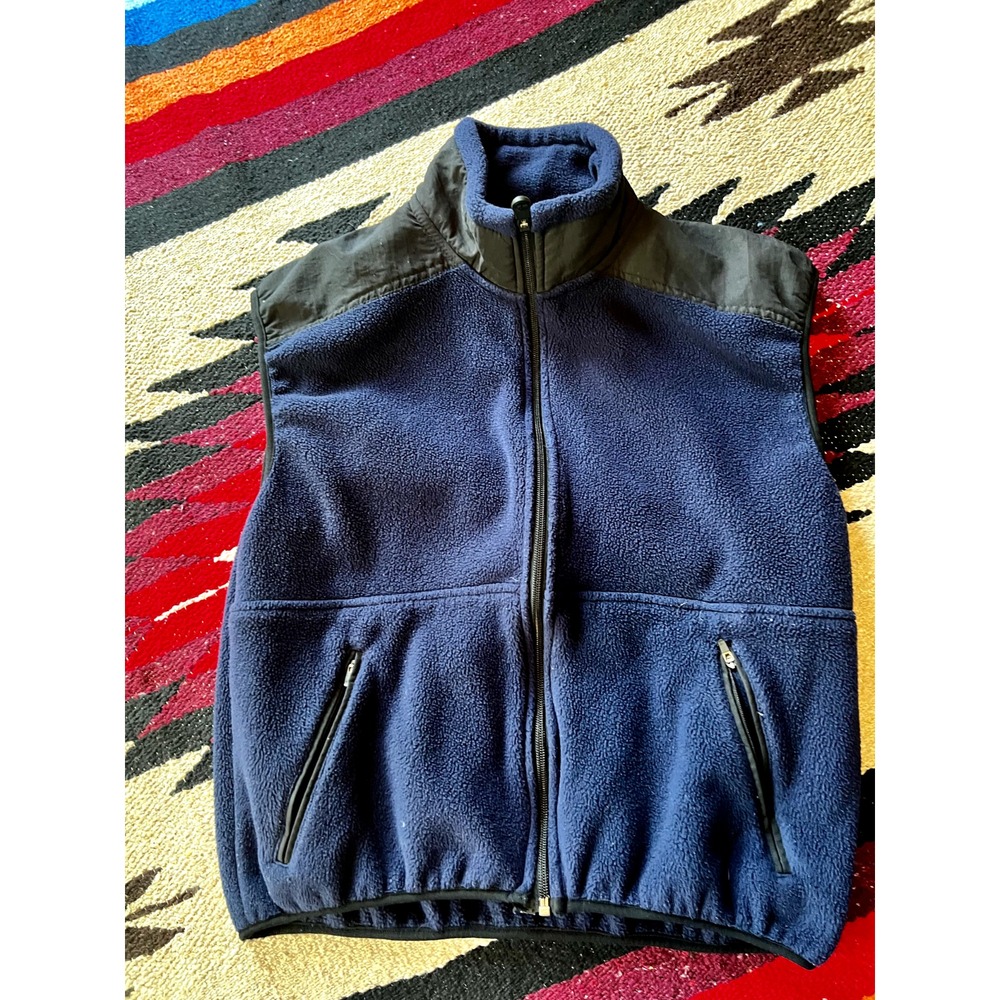 Timberland Weather Gear Mens Blue Fleece Full Zip Vest  Preppy - Medium
